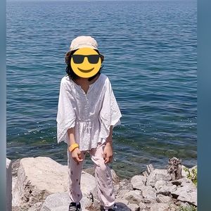 Girl's Kimono Eyelet Top